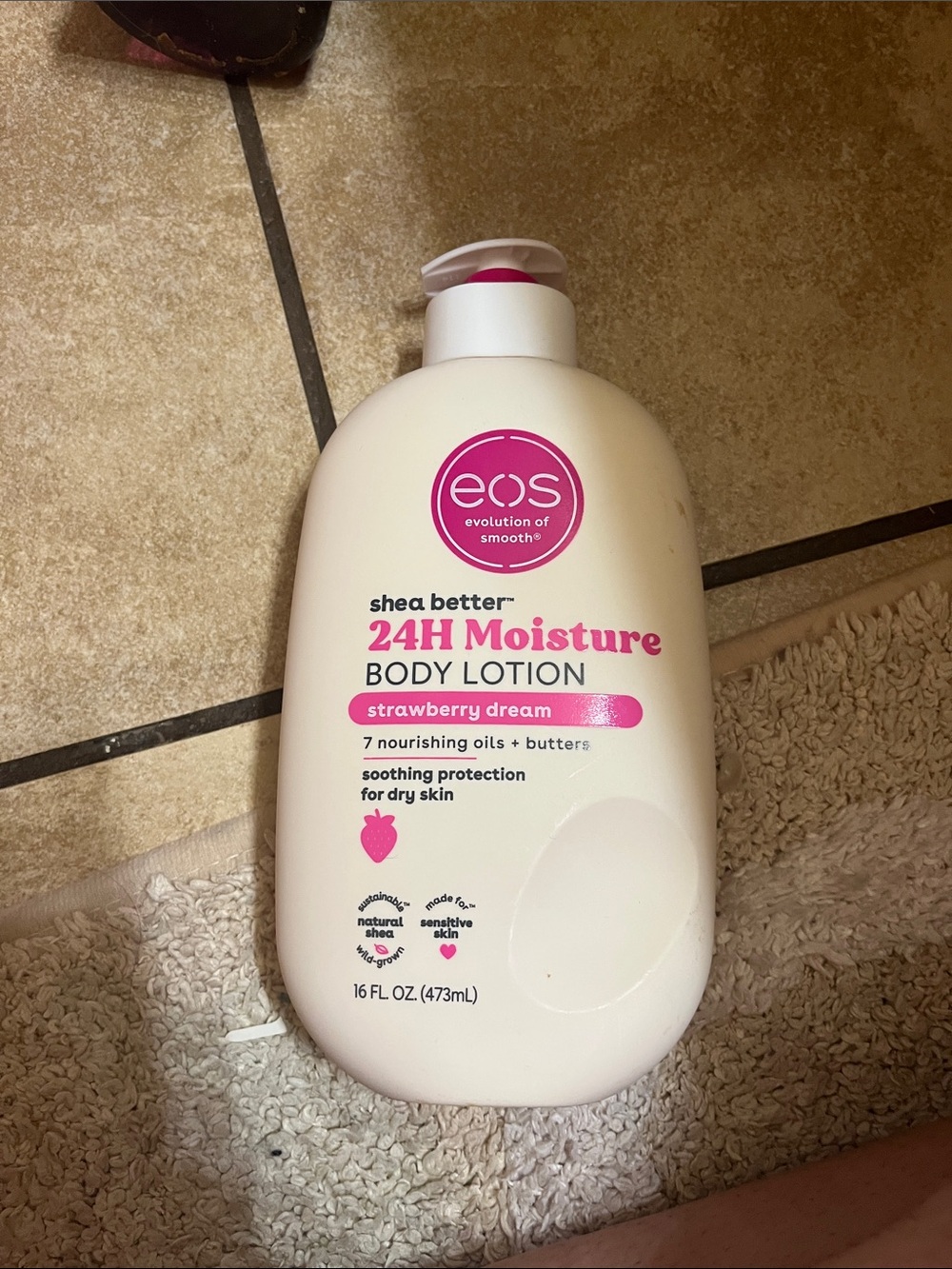 eos Body Lotion - White Bottle with Pink Accents